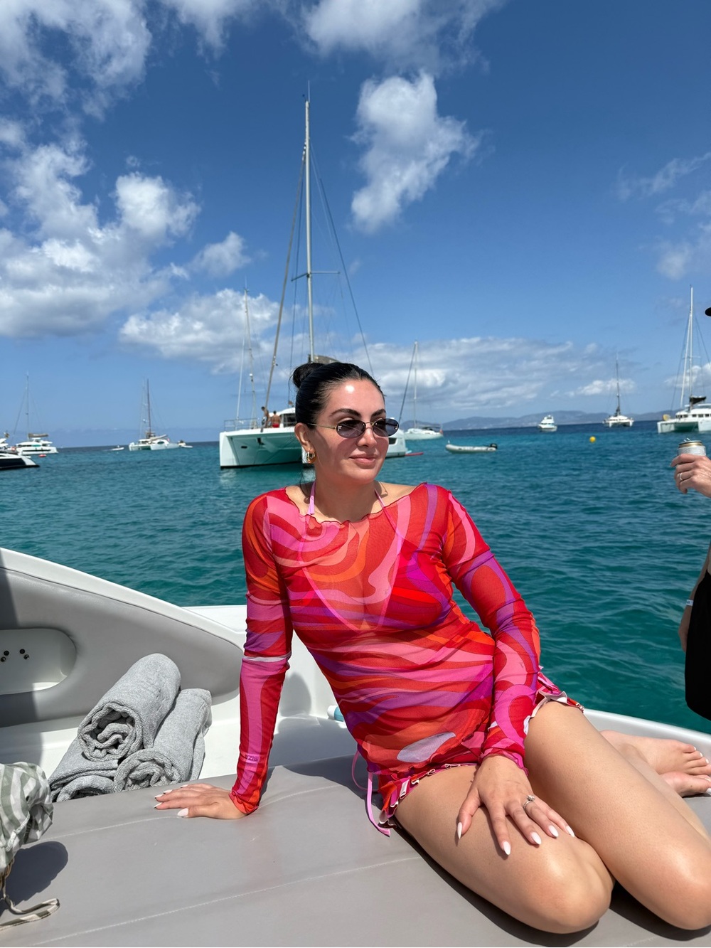 Emilio Pucci Pink Red Orange Swirl Bikini Set with Mesh Cover-Up and shorts - M - Picture 12 of 15